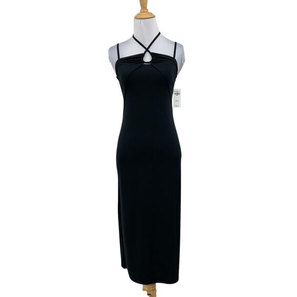 Abercrombie & Fitch Dresses & Skirts - Abercrombie & Fitch Dress Womens S Small Black Bodycon Halter Keyhole Lined Midi